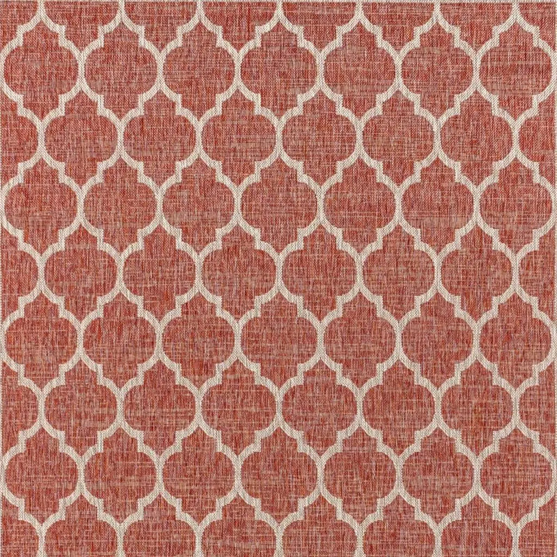3' X 5' Red And Beige Geometric Indoor Outdoor Area Rug Homeroots Outdoor