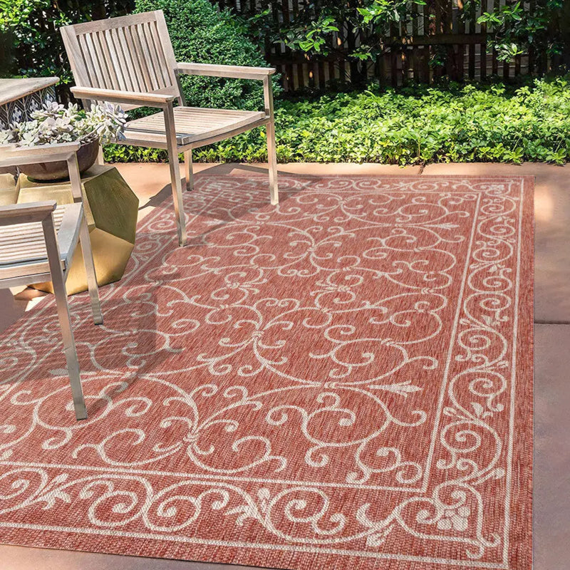 3' X 5' Red And Beige Medallion Indoor Outdoor Area Rug Homeroots Outdoor