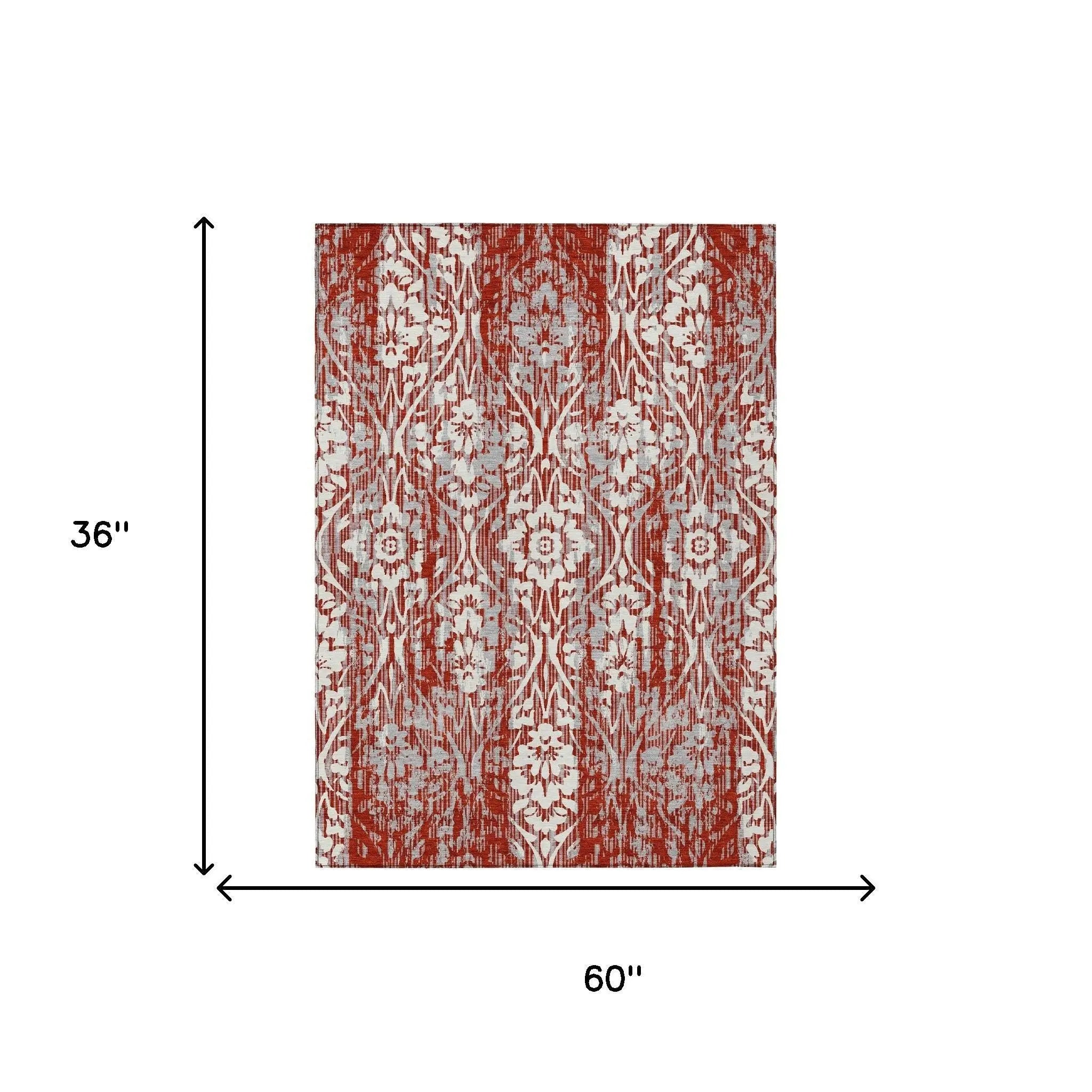 3' X 5' Red And Burgundy Damask Washable Indoor Outdoor Area Rug Homeroots Outdoor
