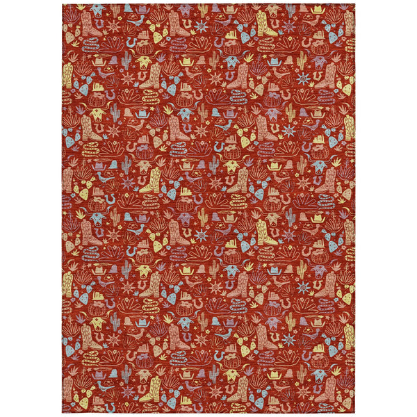 3' X 5' Red And Coral Stars Washable Indoor Outdoor Area Rug Homeroots Outdoor