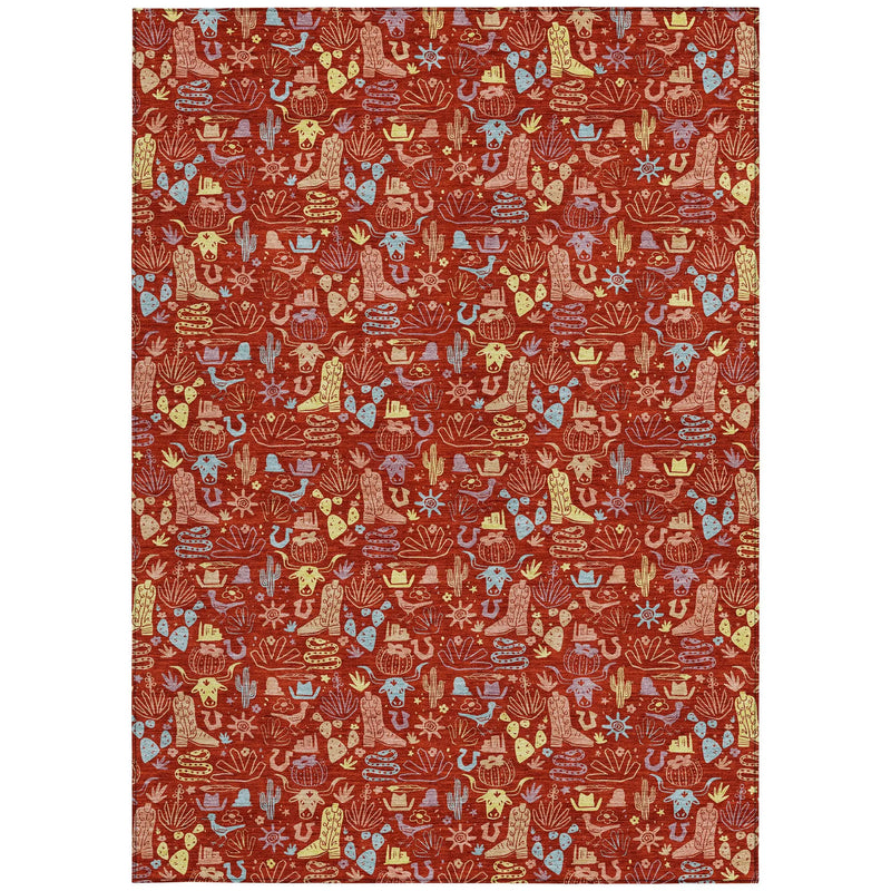 3' X 5' Red And Coral Stars Washable Indoor Outdoor Area Rug Homeroots Outdoor