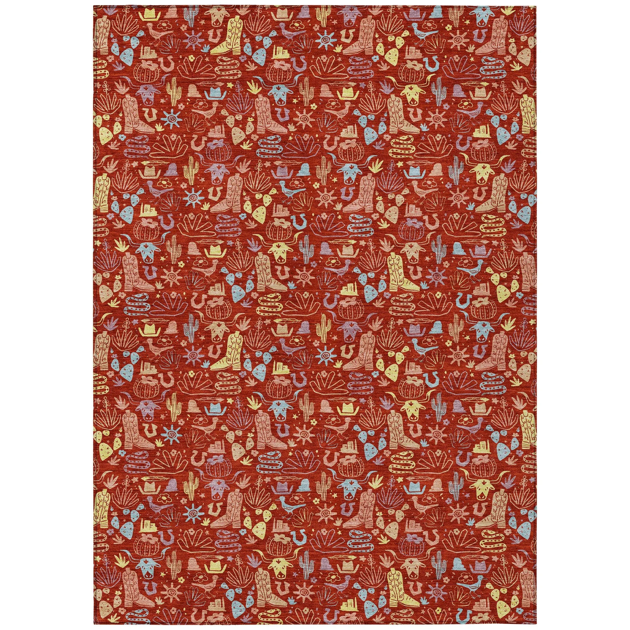 3' X 5' Red And Coral Stars Washable Indoor Outdoor Area Rug Homeroots Outdoor