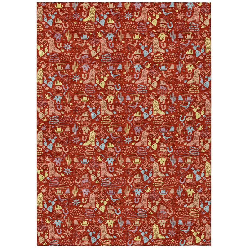 3' X 5' Red And Coral Stars Washable Indoor Outdoor Area Rug Homeroots Outdoor