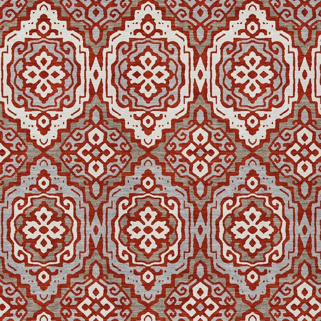 3' X 5' Red And Denim Blue Tribal Washable Indoor Outdoor Area Rug Homeroots Outdoor