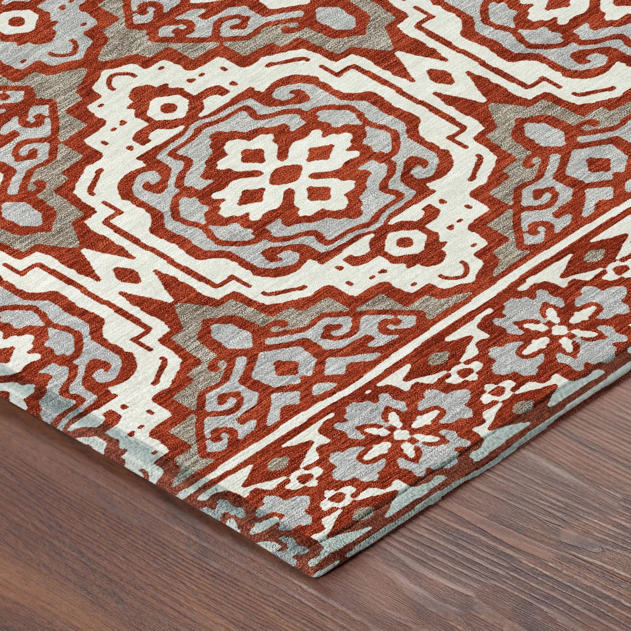 3' X 5' Red And Denim Blue Tribal Washable Indoor Outdoor Area Rug Homeroots Outdoor