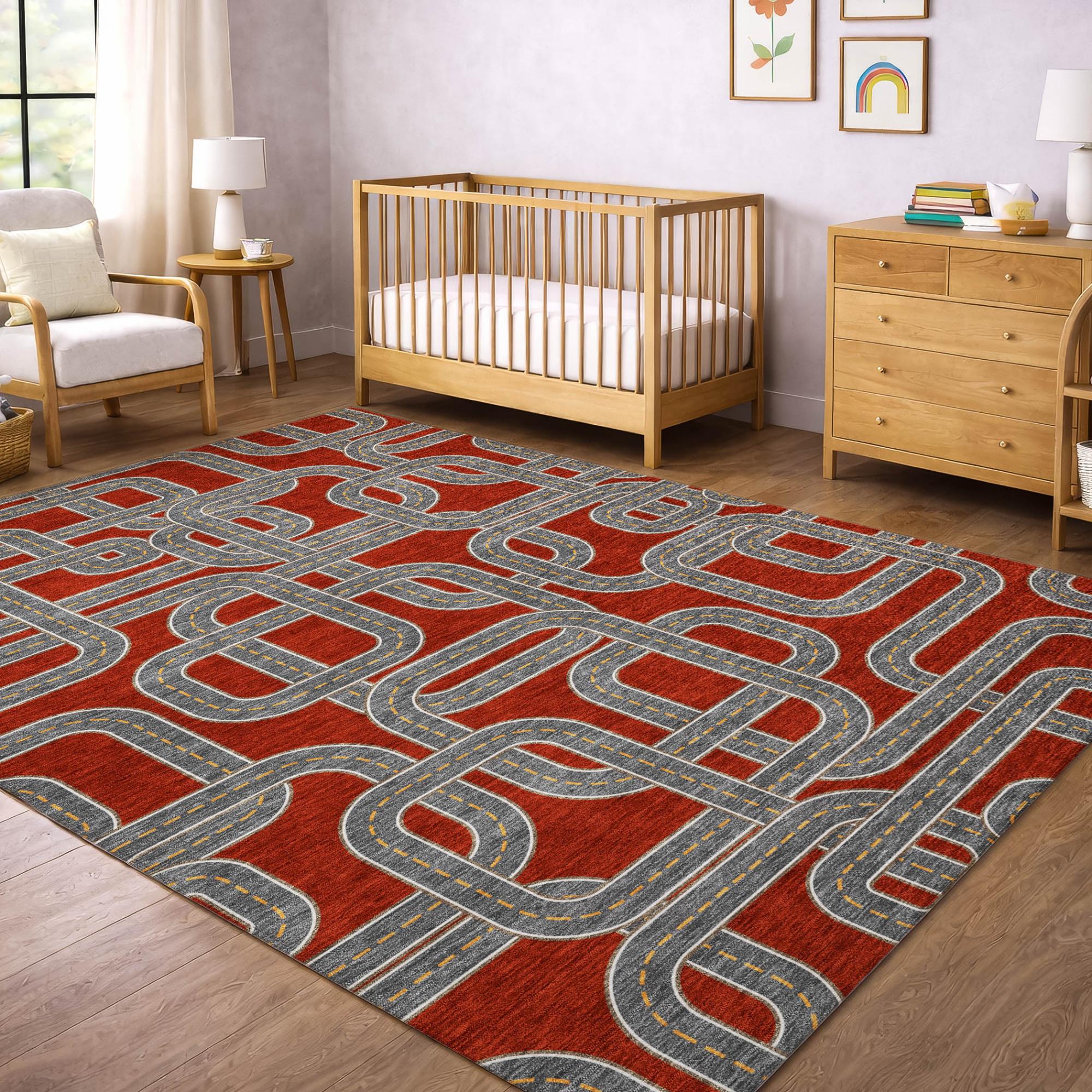 3' X 5' Red And Gray Geometric Washable Indoor Outdoor Area Rug Homeroots Outdoor