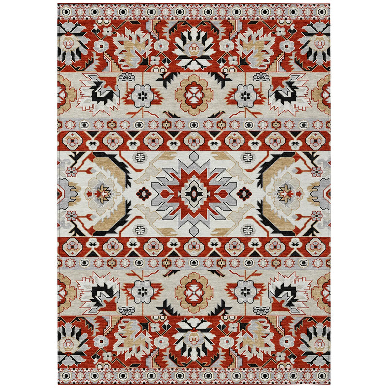 3' X 5' Red And Ivory Cactus Washable Indoor Outdoor Area Rug Homeroots Outdoor