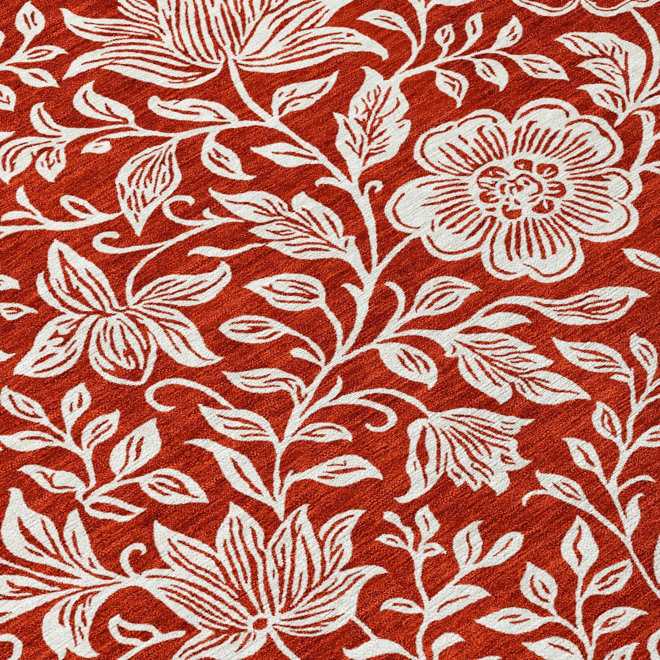3' X 5' Red And Ivory Floral Washable Indoor Outdoor Area Rug Homeroots Outdoor