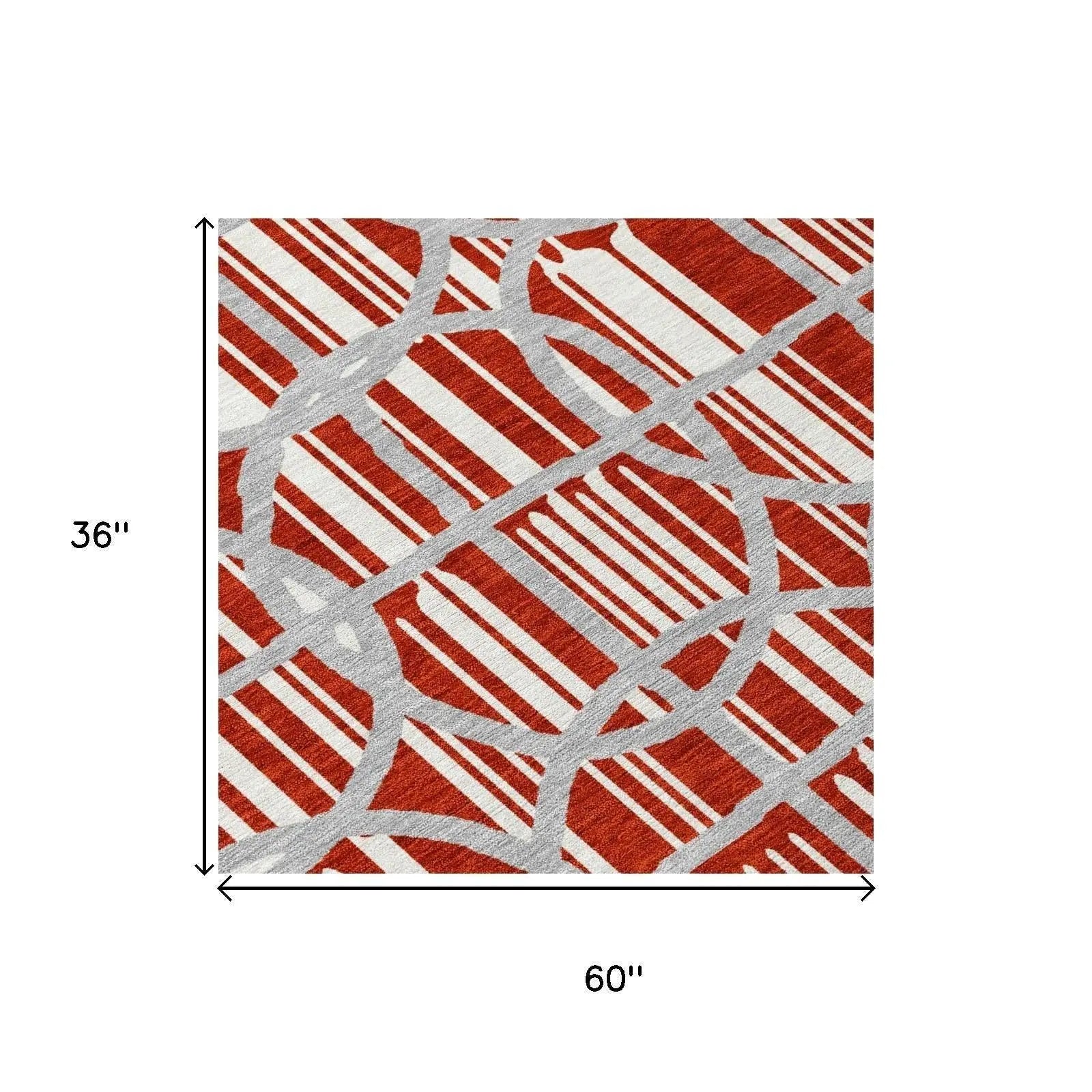 3' X 5' Red And Ivory Geometric Washable Indoor Outdoor Area Rug Homeroots Outdoor