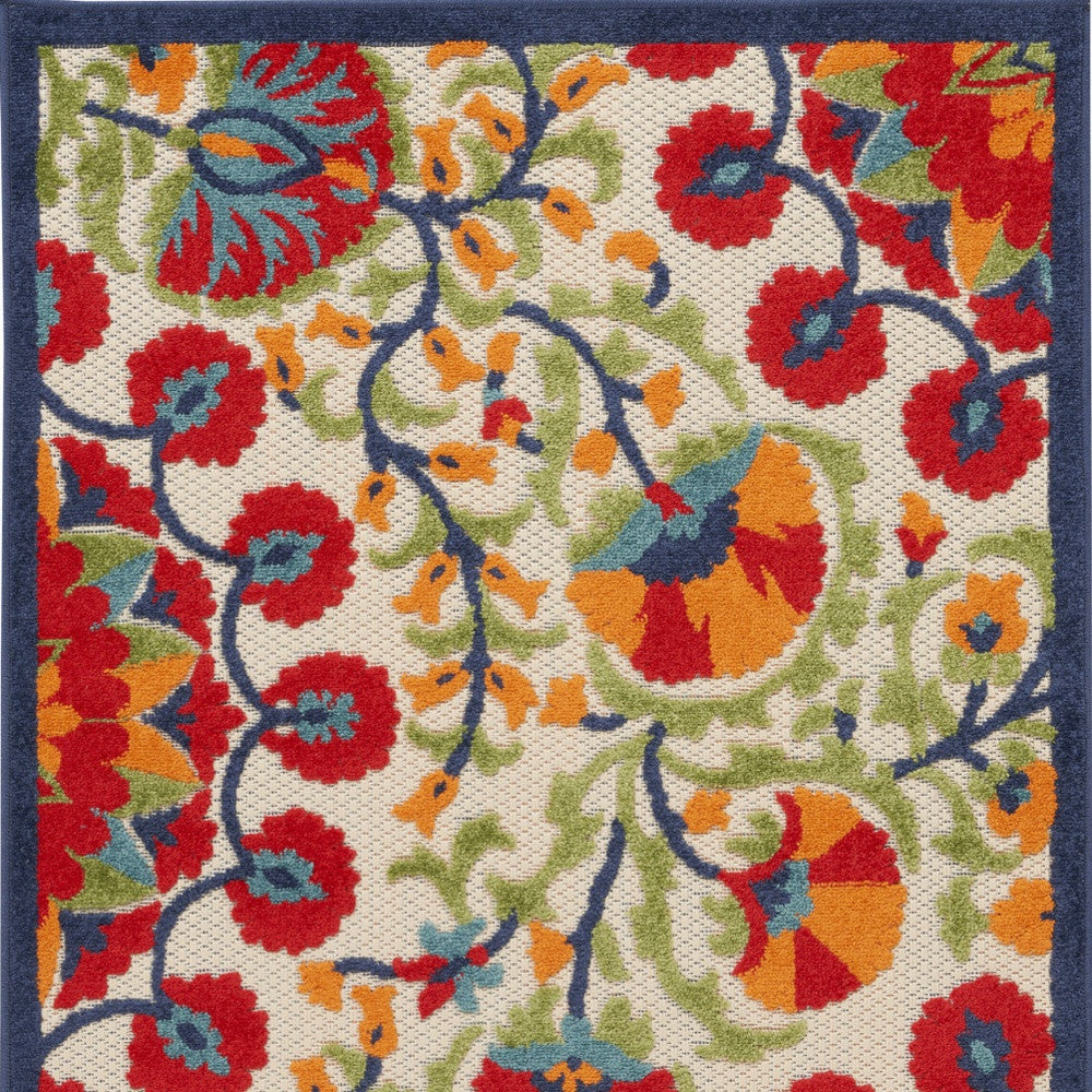 3' X 5' Red And Ivory Indoor Outdoor Area Rug - GreatEagleInc