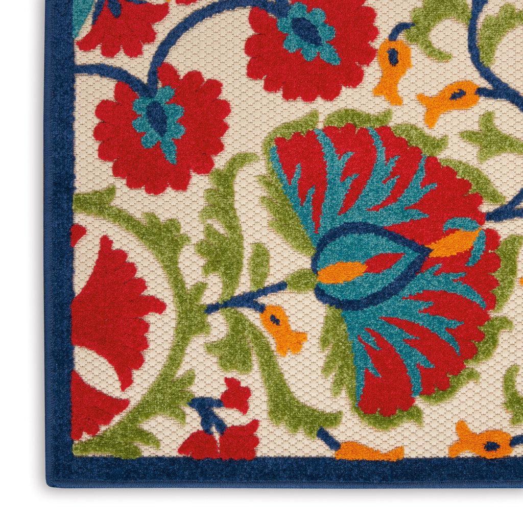 3' X 5' Red And Ivory Indoor Outdoor Area Rug - GreatEagleInc