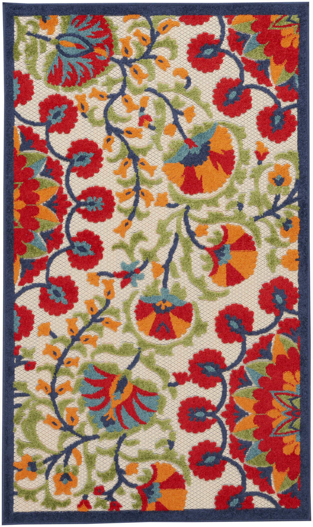3' X 5' Red And Ivory Indoor Outdoor Area Rug - GreatEagleInc