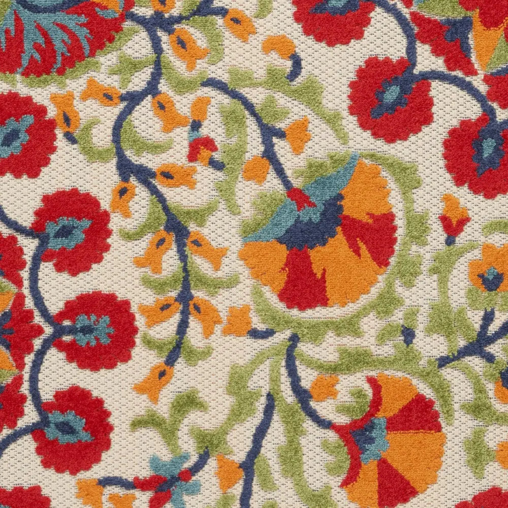 3' X 5' Red And Ivory Indoor Outdoor Area Rug - GreatEagleInc