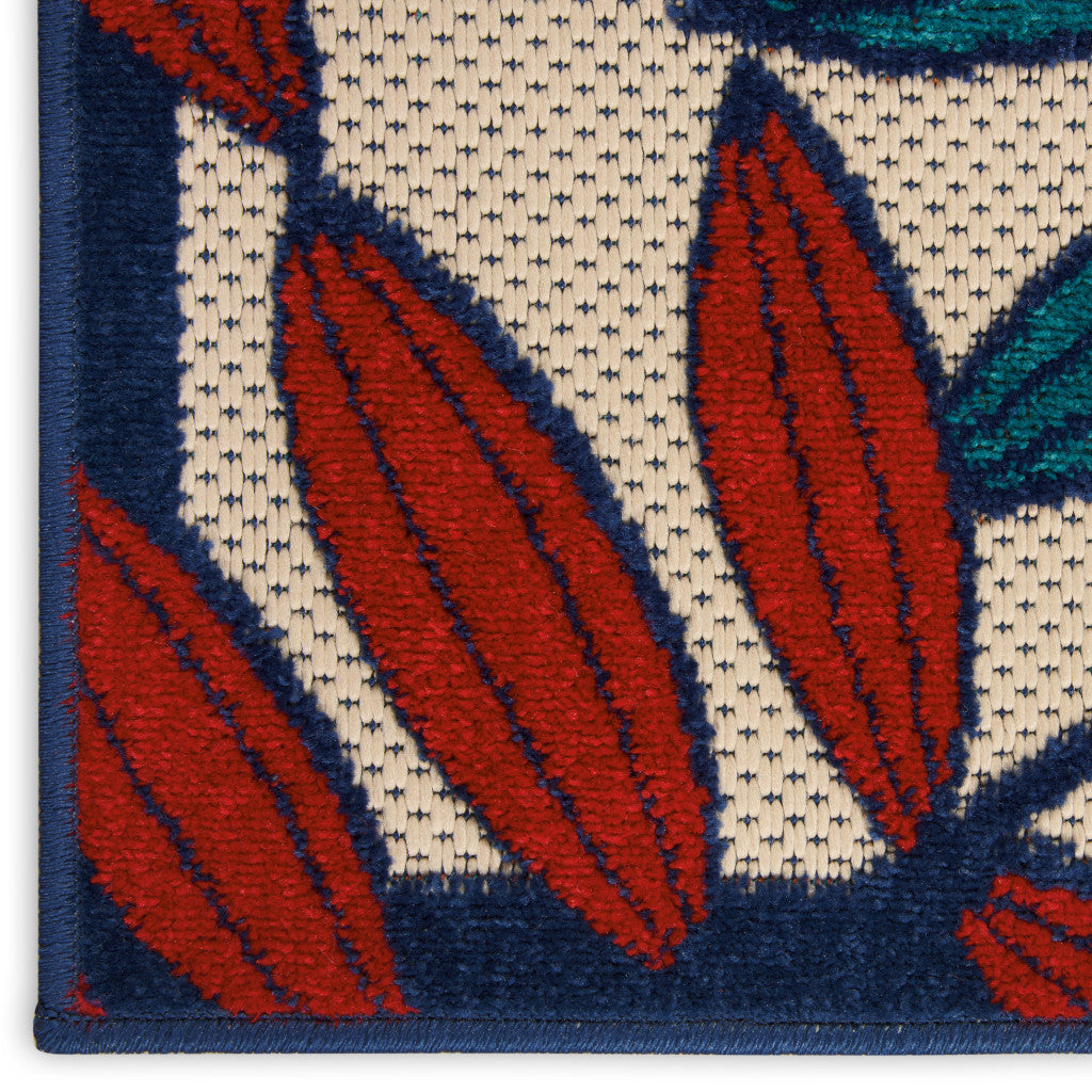 3' X 5' Red And Ivory Indoor Outdoor Area Rug - GreatEagleInc