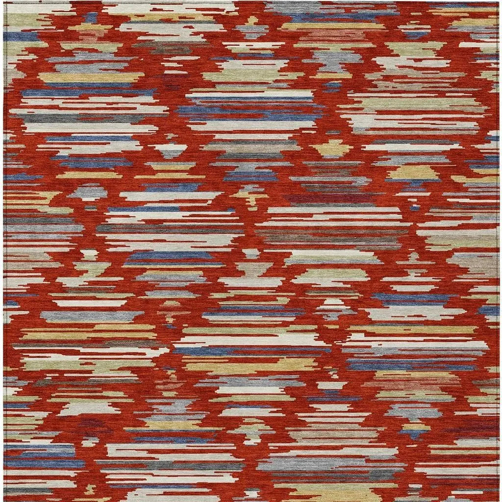 3' X 5' Red And Ivory Southwestern Washable Indoor Outdoor Area Rug Homeroots Outdoor