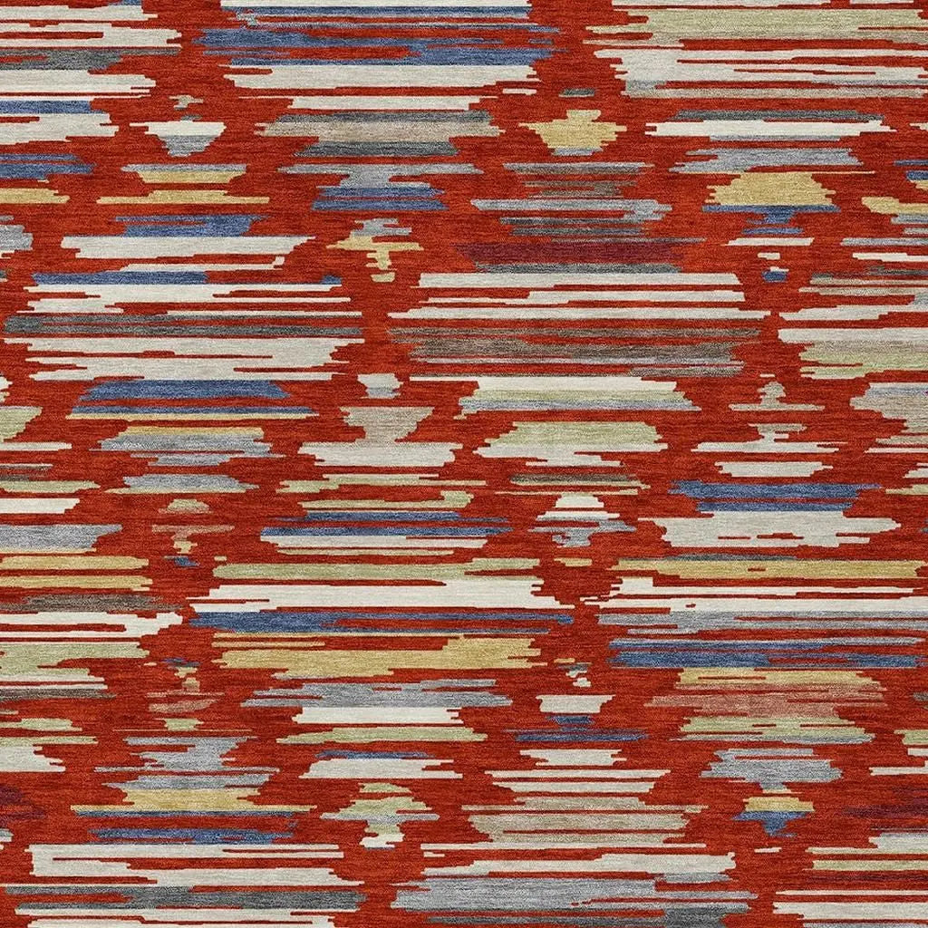 3' X 5' Red And Ivory Southwestern Washable Indoor Outdoor Area Rug Homeroots Outdoor
