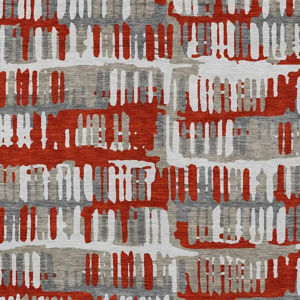 3' X 5' Red And Orange Abstract Washable Indoor Outdoor Area Rug Homeroots Outdoor
