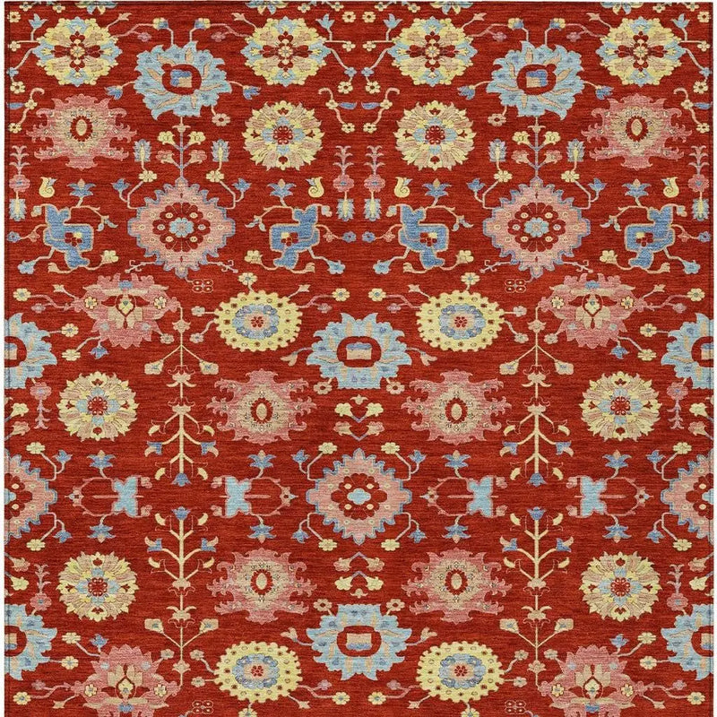 3' X 5' Red And Rust Geometric Washable Indoor Outdoor Area Rug Homeroots Outdoor