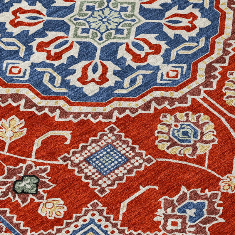 3' X 5' Red And Silver Floral Medallion Washable Indoor Outdoor Area Rug Homeroots Outdoor