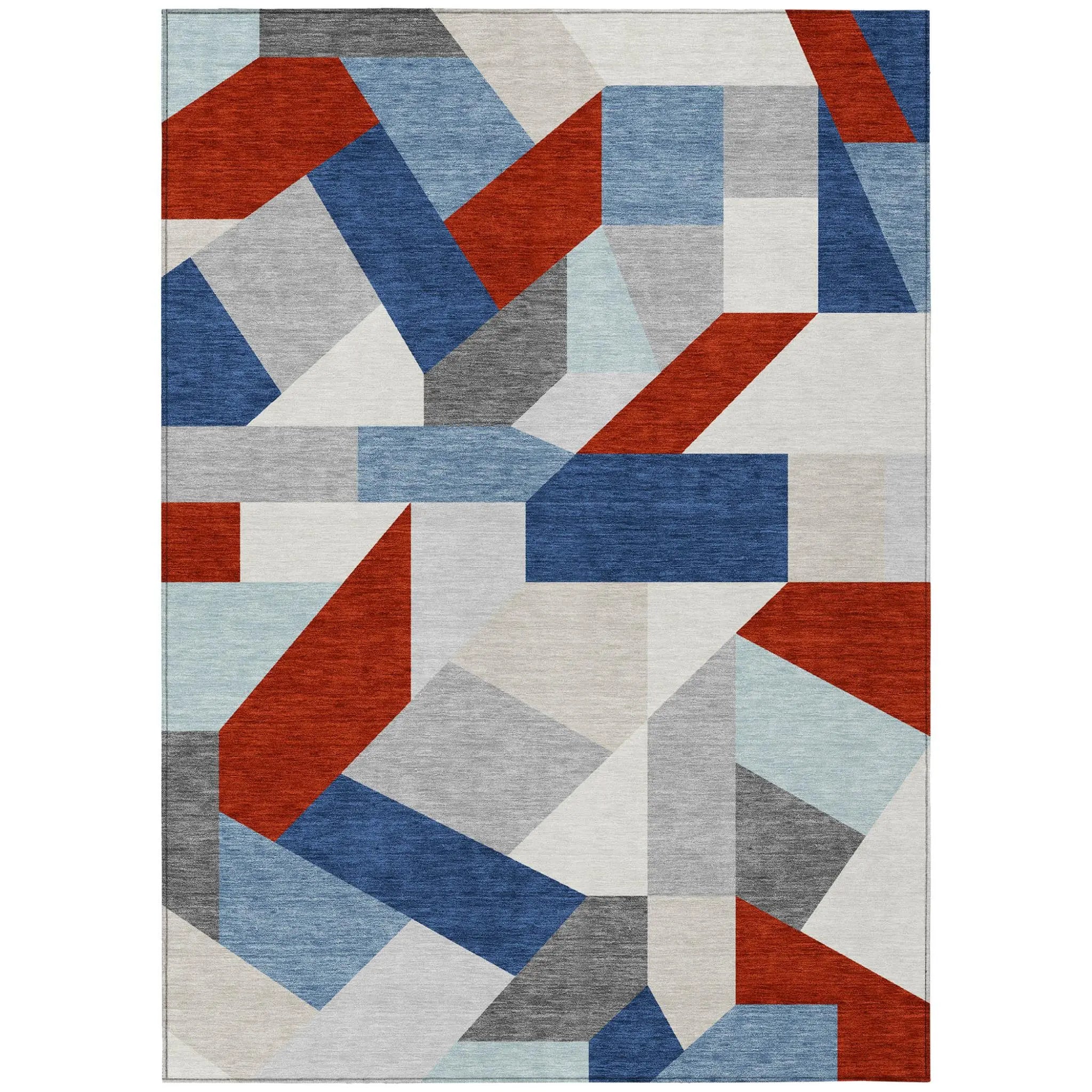 3' X 5' Red And Silver Geometric Washable Indoor Outdoor Area Rug Homeroots Outdoor