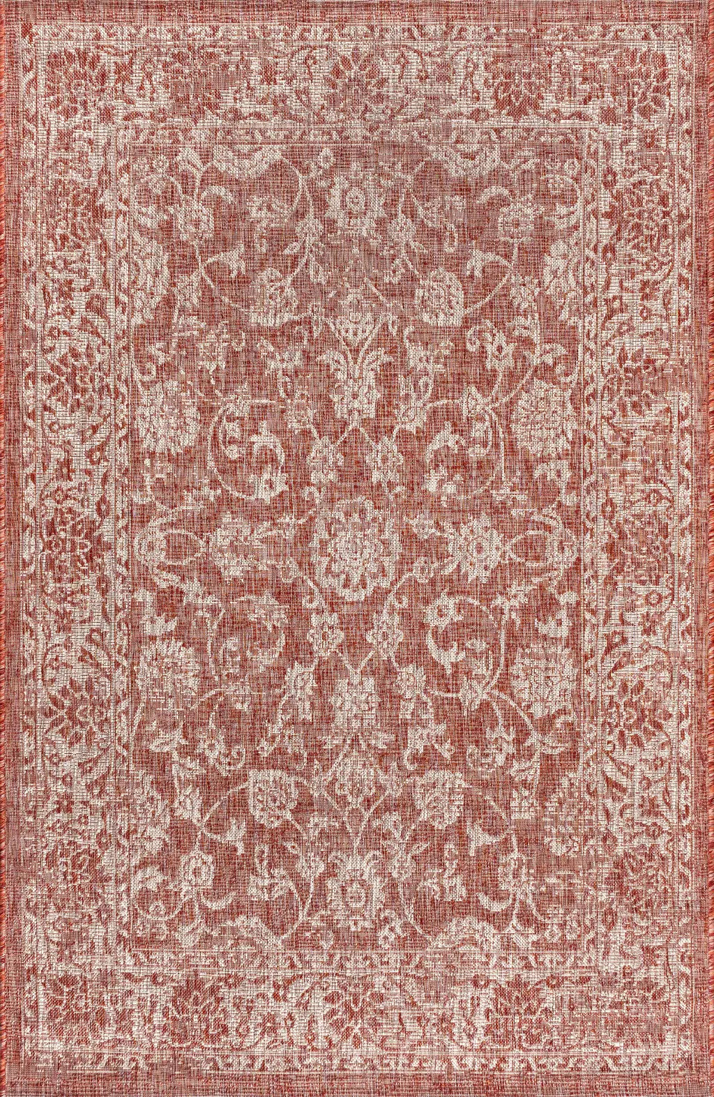 3' X 5' Red And Taupe Medallion Indoor Outdoor Area Rug Homeroots Outdoor
