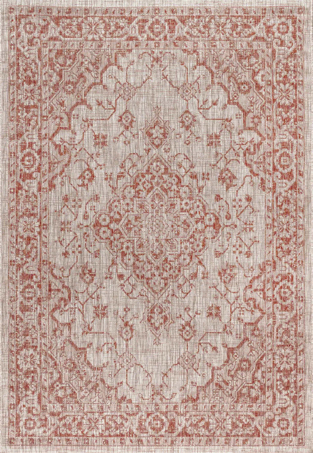 3' X 5' Red And Taupe Medallion Indoor Outdoor Area Rug Homeroots Outdoor