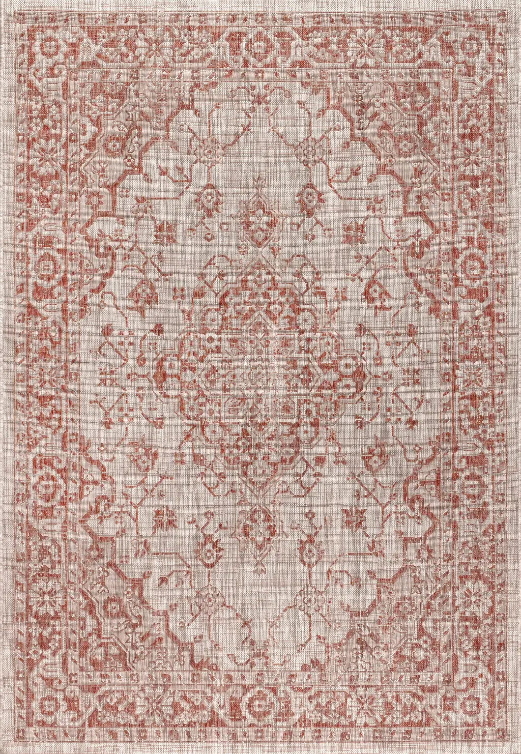 3' X 5' Red And Taupe Medallion Indoor Outdoor Area Rug Homeroots Outdoor