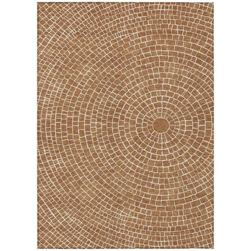 3' X 5' Rust And Ivory Geometric Washable Indoor Outdoor Area Rug Homeroots Outdoor