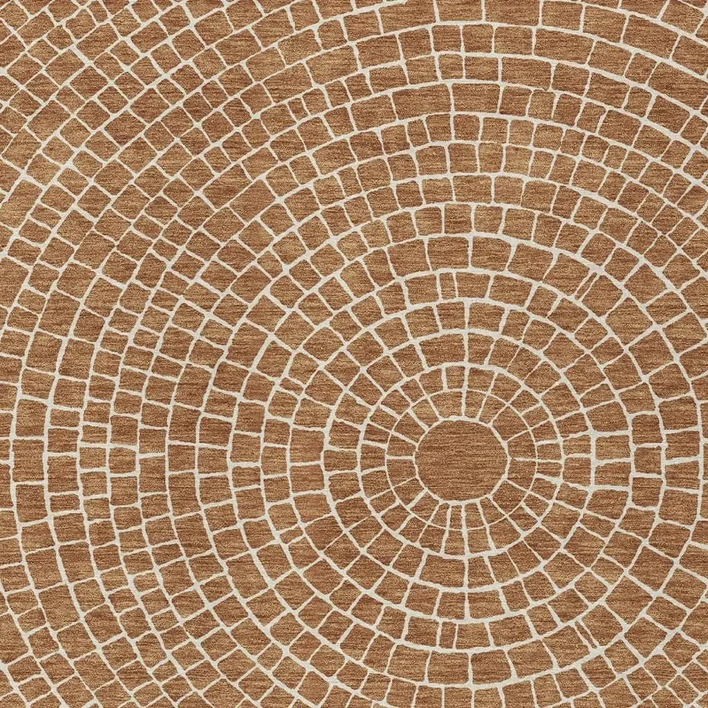 3' X 5' Rust And Ivory Geometric Washable Indoor Outdoor Area Rug Homeroots Outdoor