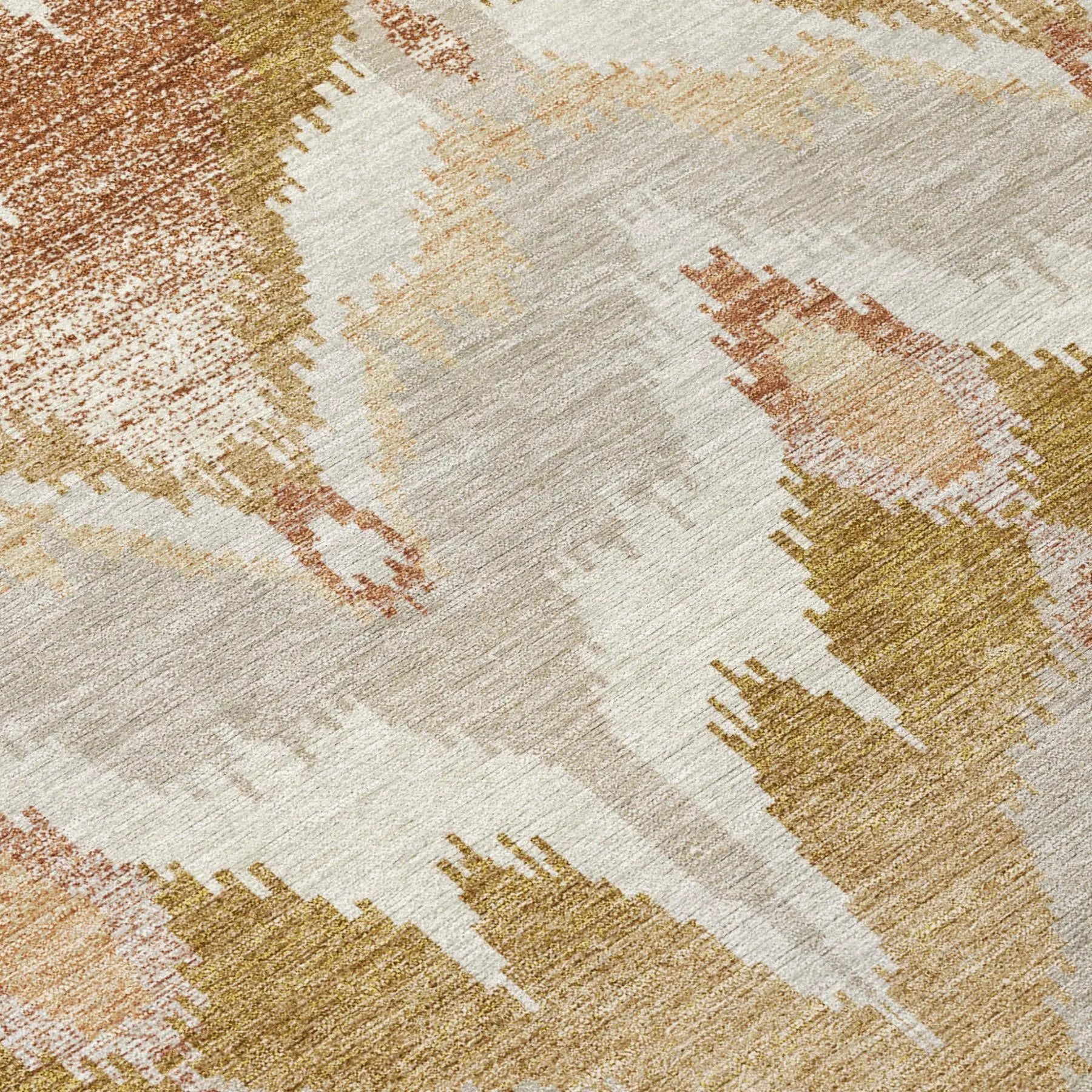 3' X 5' Rust And Orange Abstract Washable Indoor Outdoor Area Rug Homeroots Outdoor
