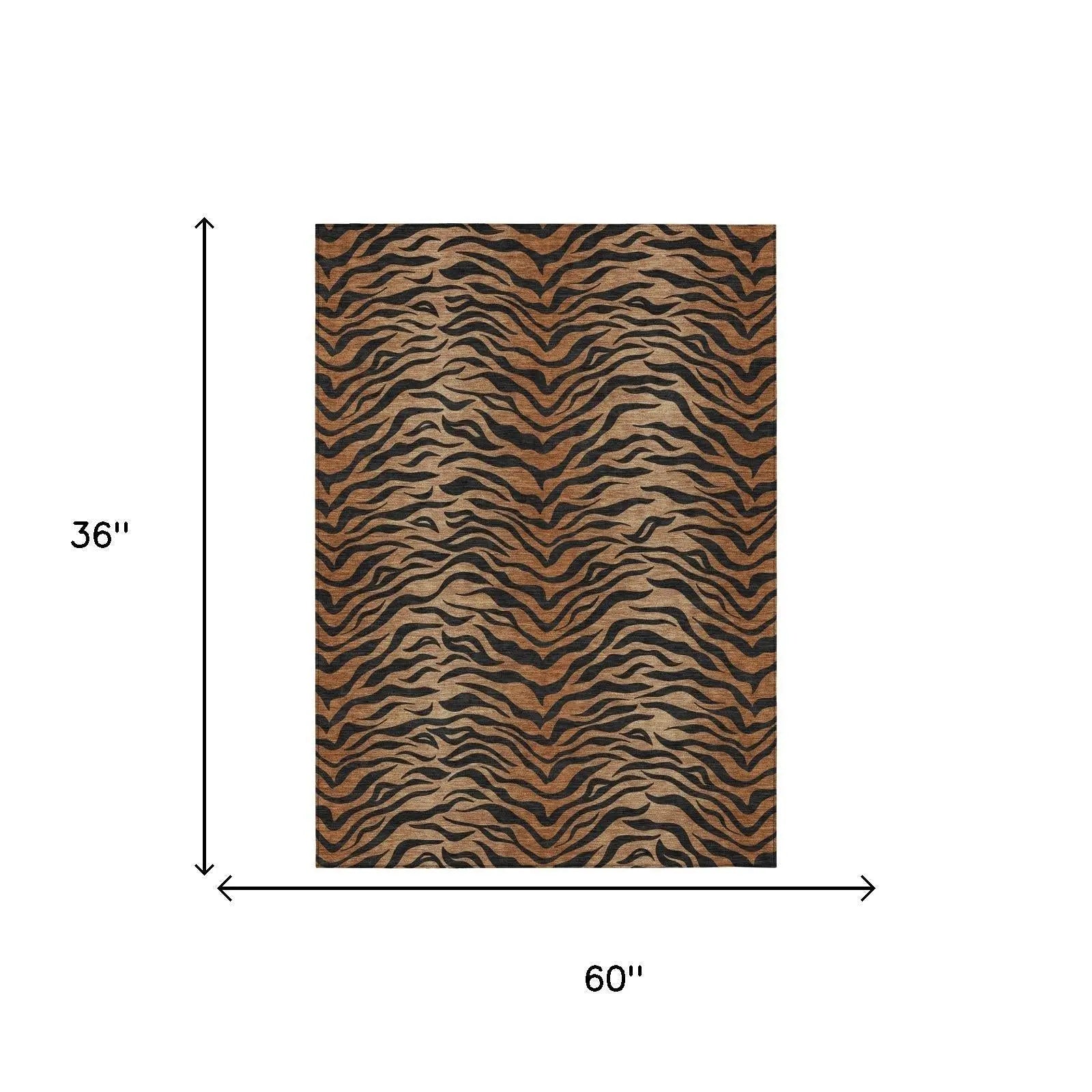 3' X 5' Rust And Orange Animal Print Washable Indoor Outdoor Area Rug Homeroots Outdoor