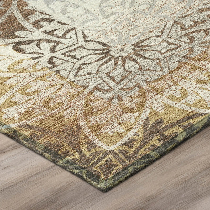 3' X 5' Rust And Orange Oriental Washable Indoor Outdoor Area Rug Homeroots Outdoor