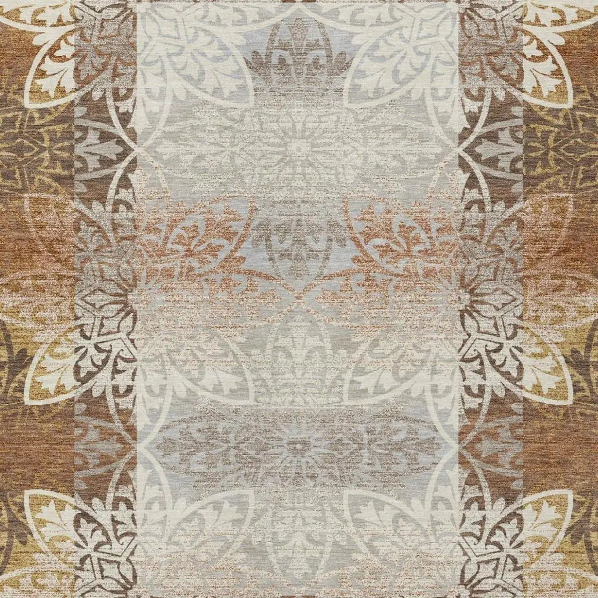 3' X 5' Rust And Orange Oriental Washable Indoor Outdoor Area Rug Homeroots Outdoor