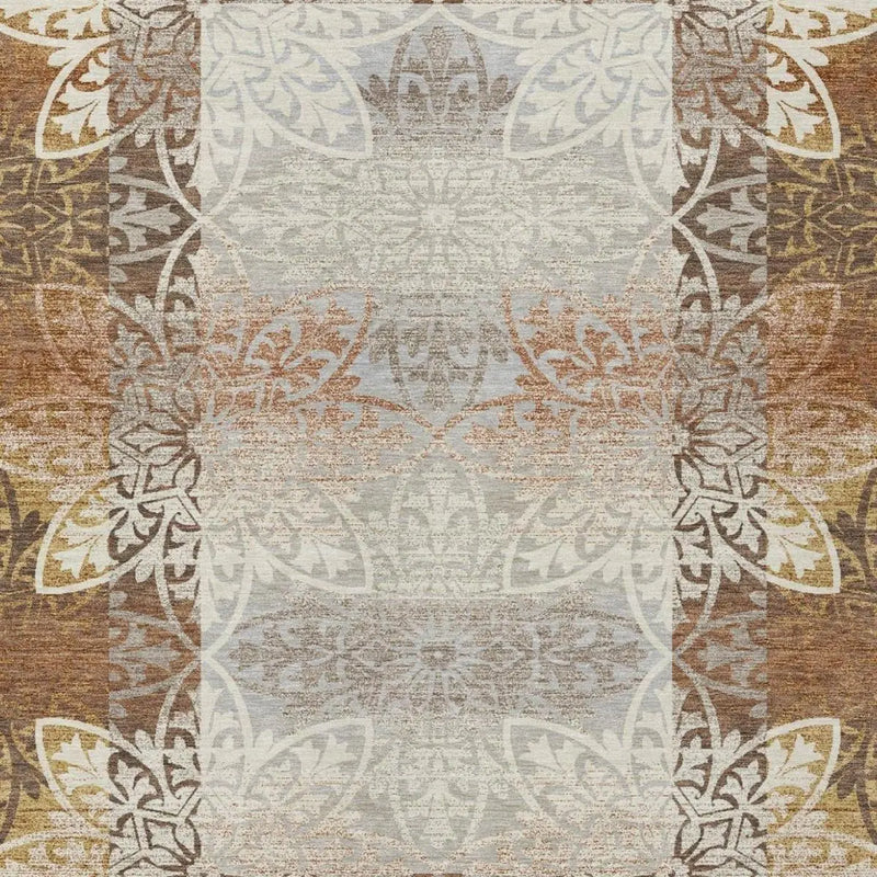 3' X 5' Rust And Orange Oriental Washable Indoor Outdoor Area Rug Homeroots Outdoor