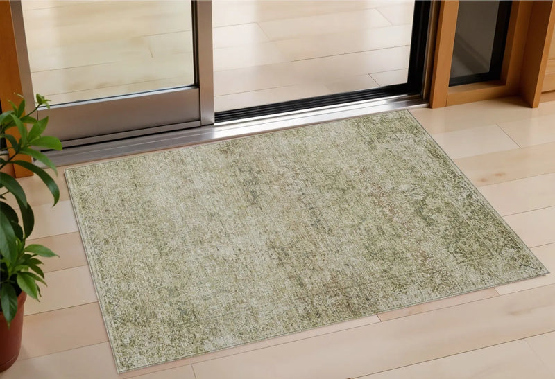 3' X 5' Sage And Beige Abstract Washable Indoor Outdoor Area Rug Homeroots Outdoor