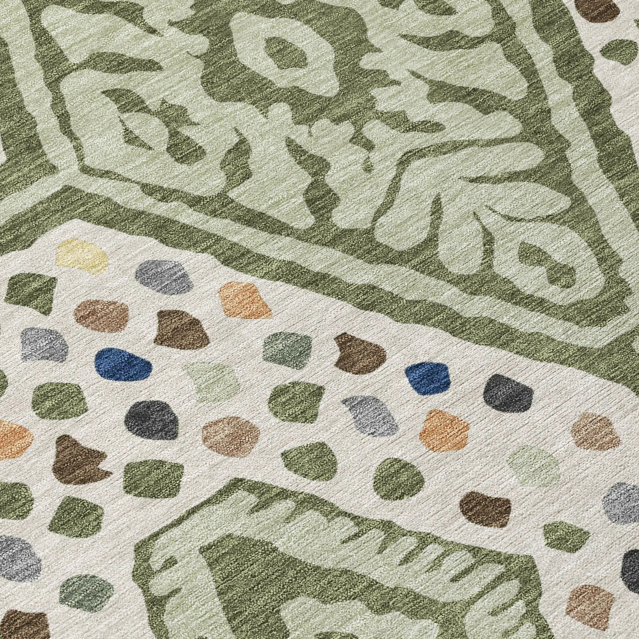 3' X 5' Sage And Beige Tribal Washable Indoor Outdoor Area Rug Homeroots Outdoor