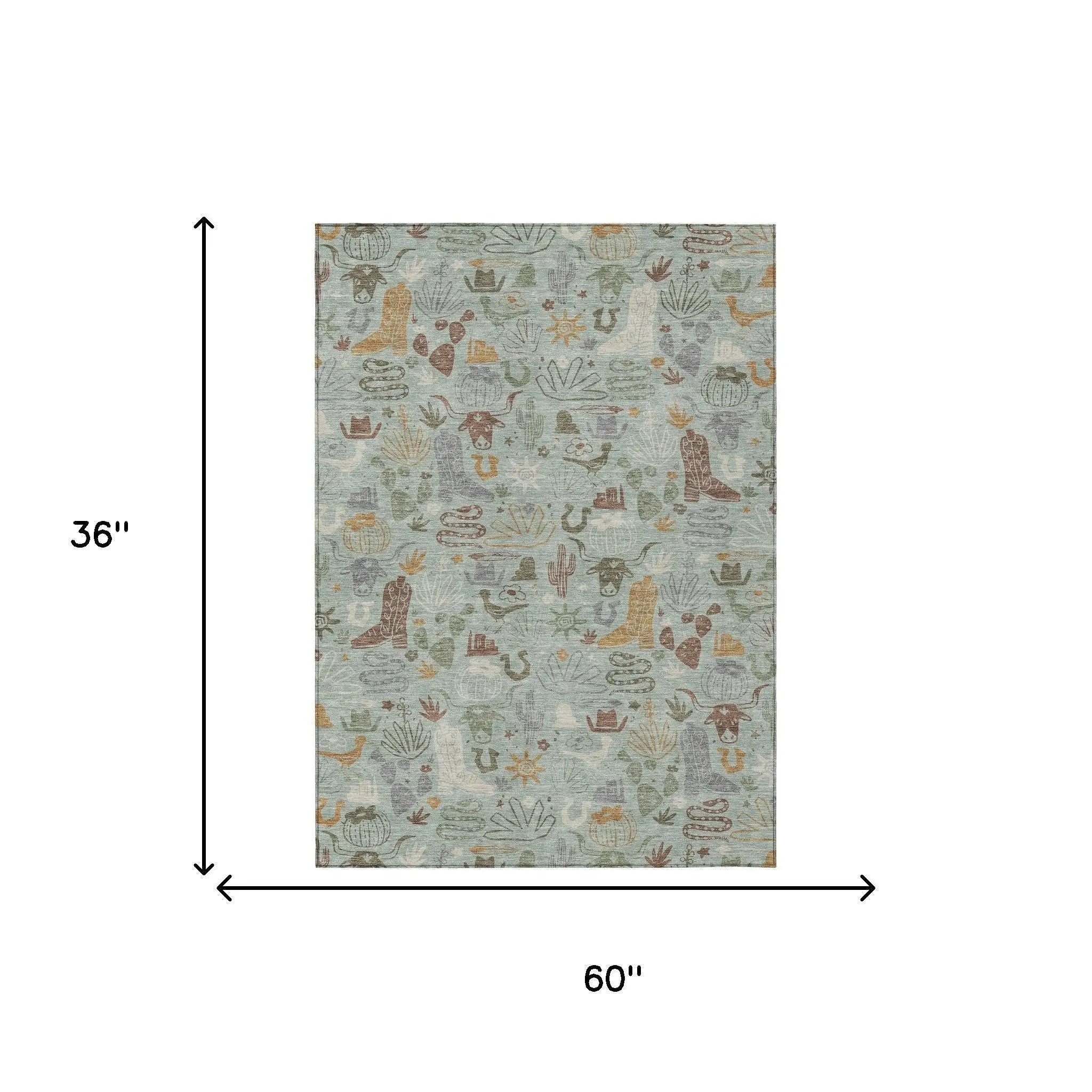 3' X 5' Sage And Gold Cactus Washable Indoor Outdoor Area Rug Homeroots Outdoor