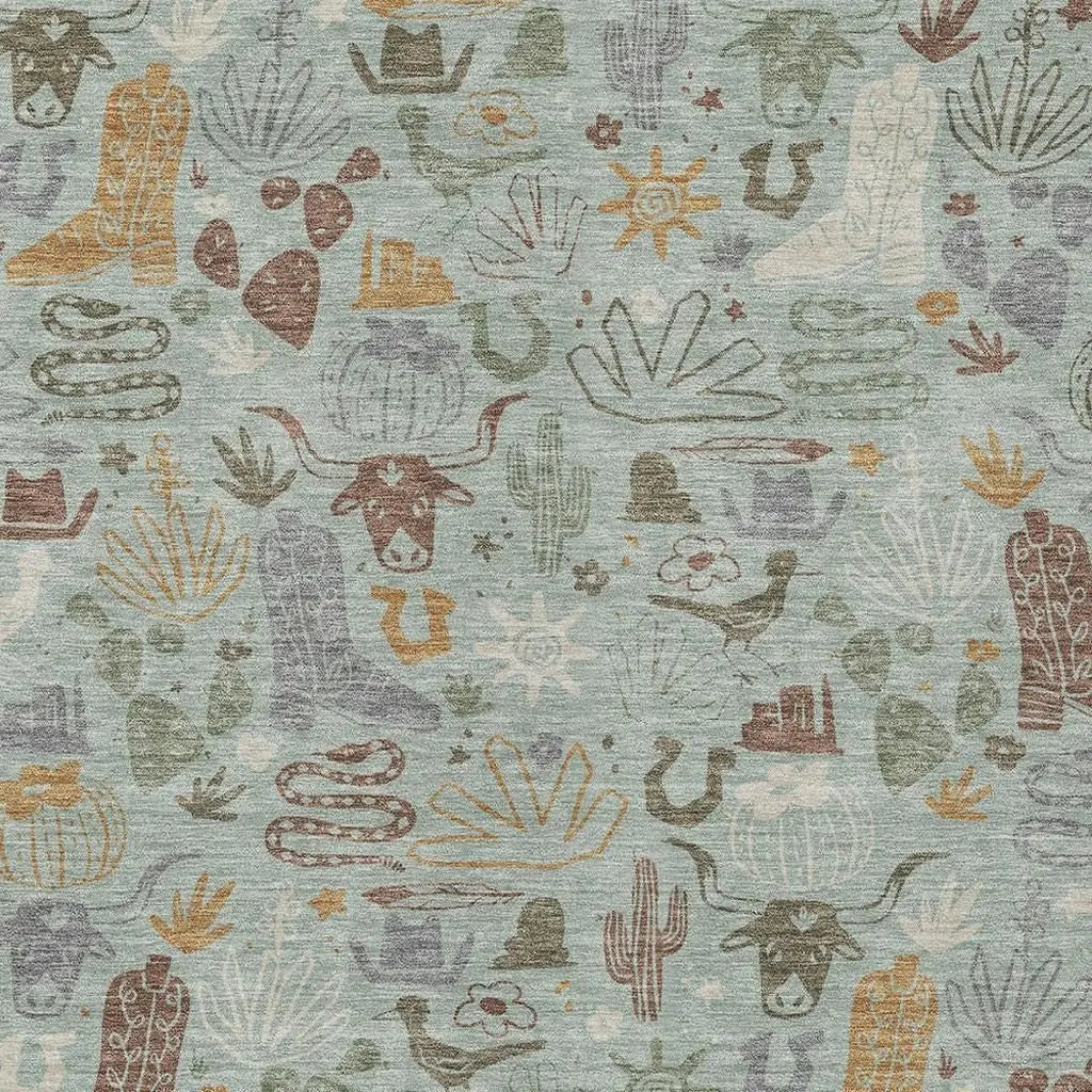 3' X 5' Sage And Gold Cactus Washable Indoor Outdoor Area Rug Homeroots Outdoor