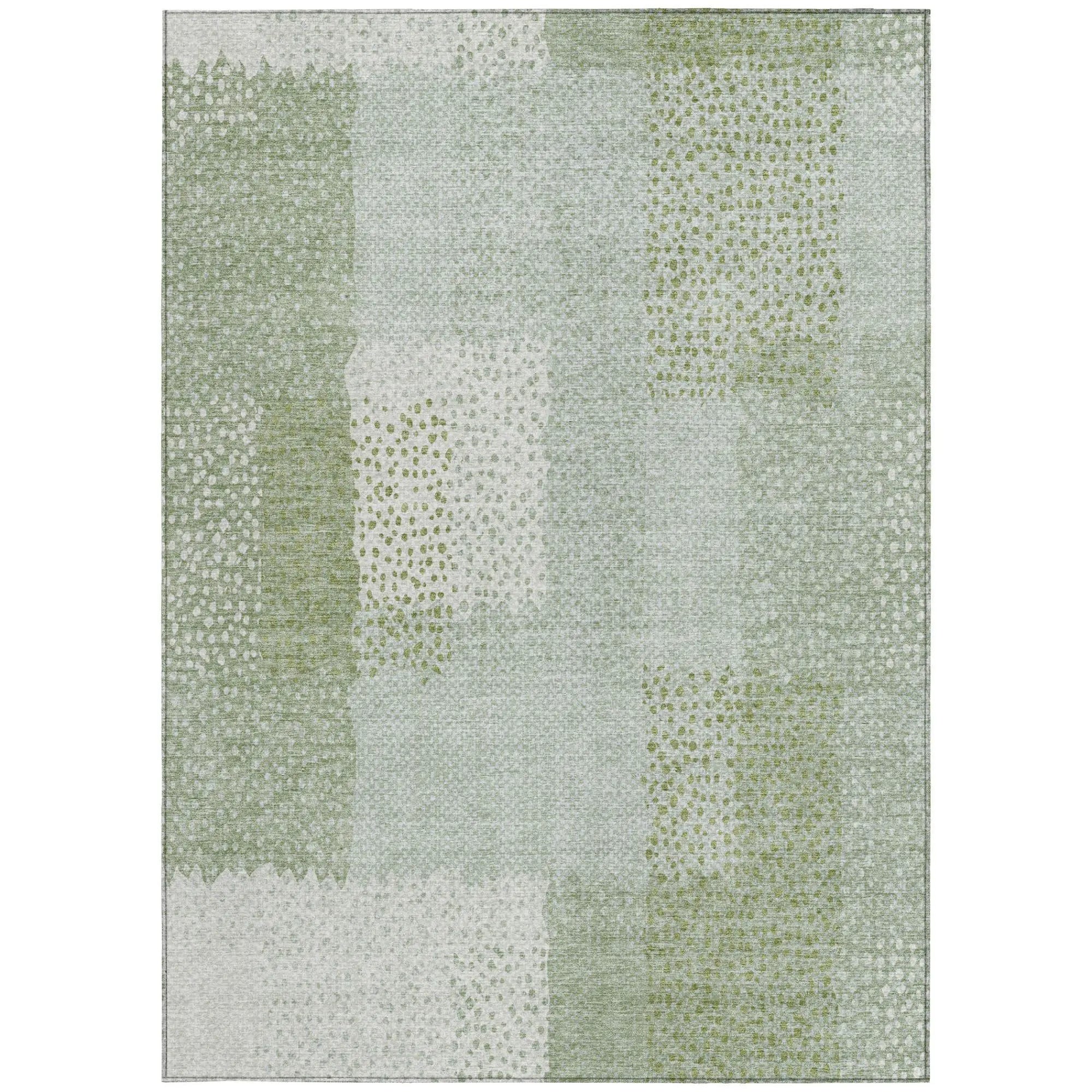 3' X 5' Sage And Green Abstract Washable Indoor Outdoor Area Rug Homeroots Outdoor