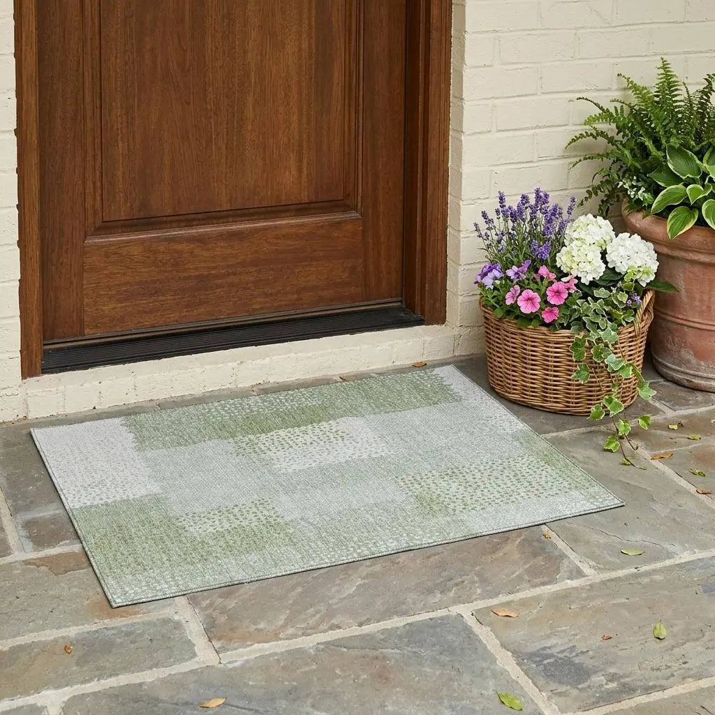 3' X 5' Sage And Green Abstract Washable Indoor Outdoor Area Rug Homeroots Outdoor