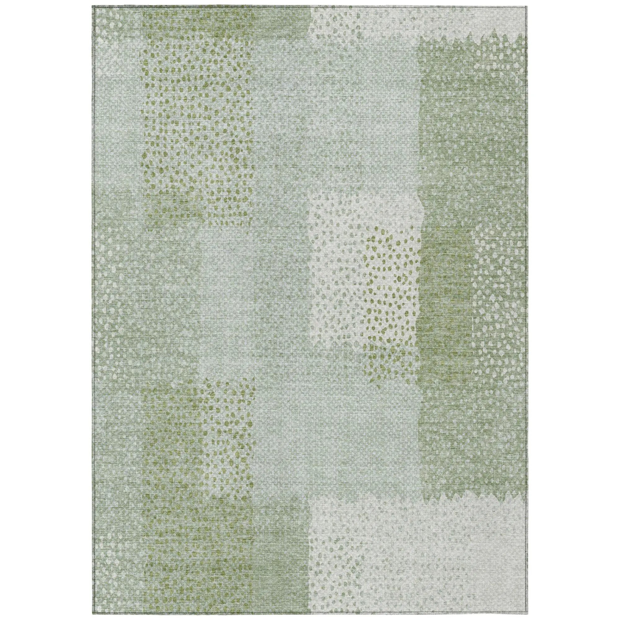 3' X 5' Sage And Green Abstract Washable Indoor Outdoor Area Rug Homeroots Outdoor