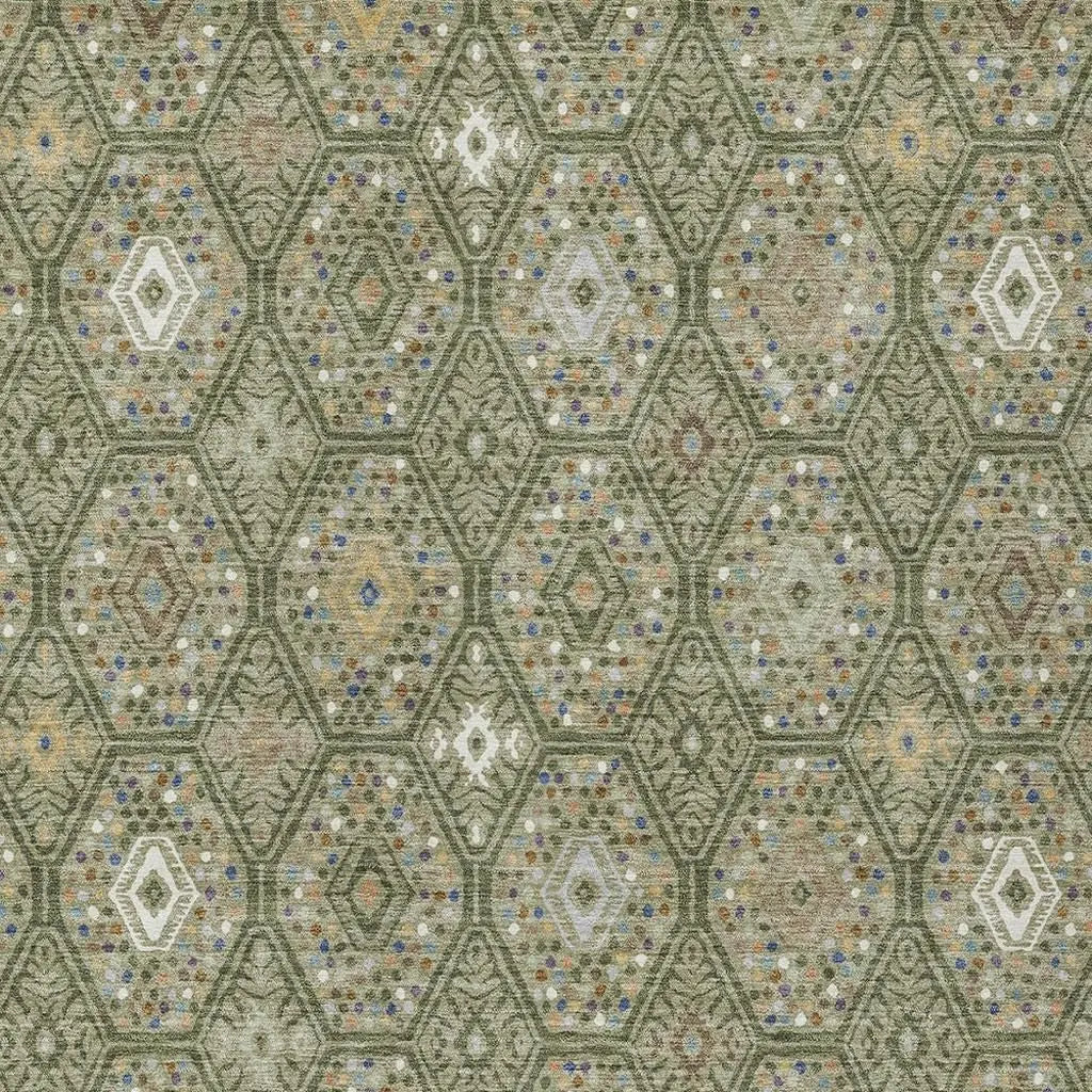 3' X 5' Sage And Green Geometric Washable Indoor Outdoor Area Rug Homeroots Outdoor