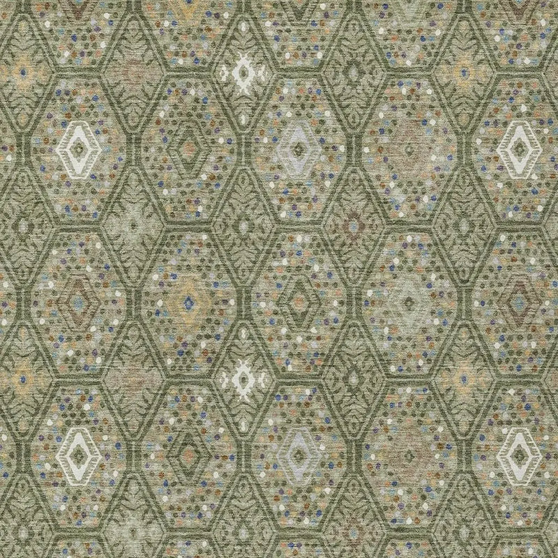 3' X 5' Sage And Green Geometric Washable Indoor Outdoor Area Rug Homeroots Outdoor