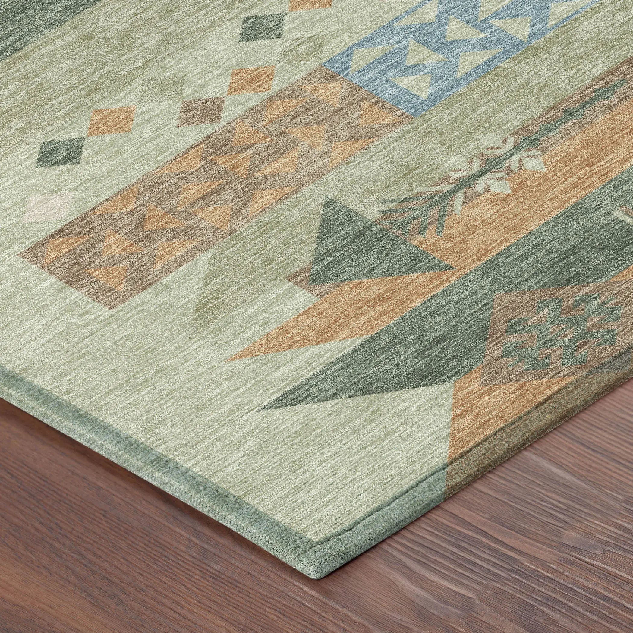 3' X 5' Sage And Green Geometric Washable Indoor Outdoor Area Rug Homeroots Outdoor