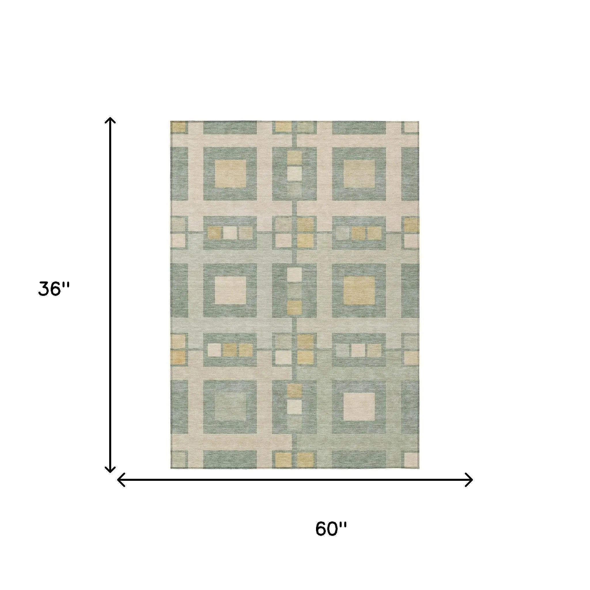 3' X 5' Sage And Green Geometric Washable Indoor Outdoor Area Rug Homeroots Outdoor