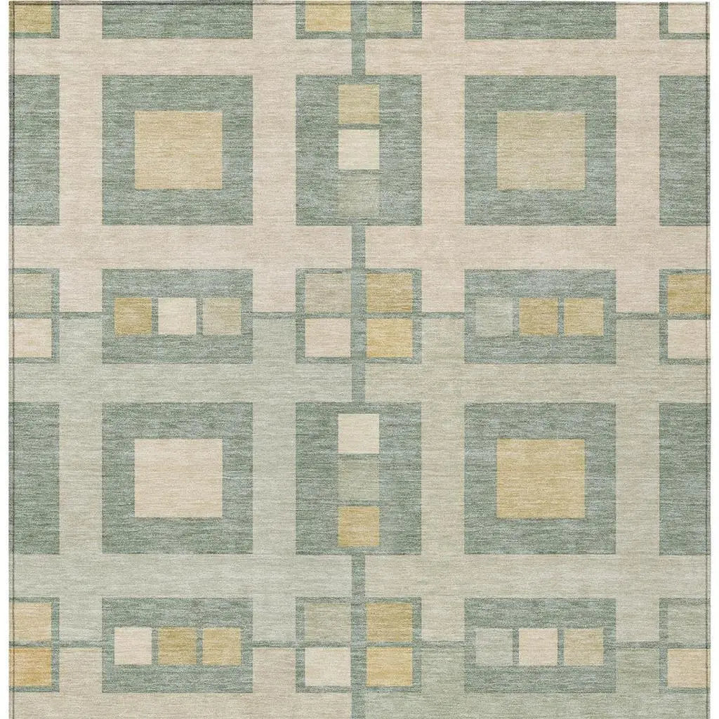 3' X 5' Sage And Green Geometric Washable Indoor Outdoor Area Rug Homeroots Outdoor