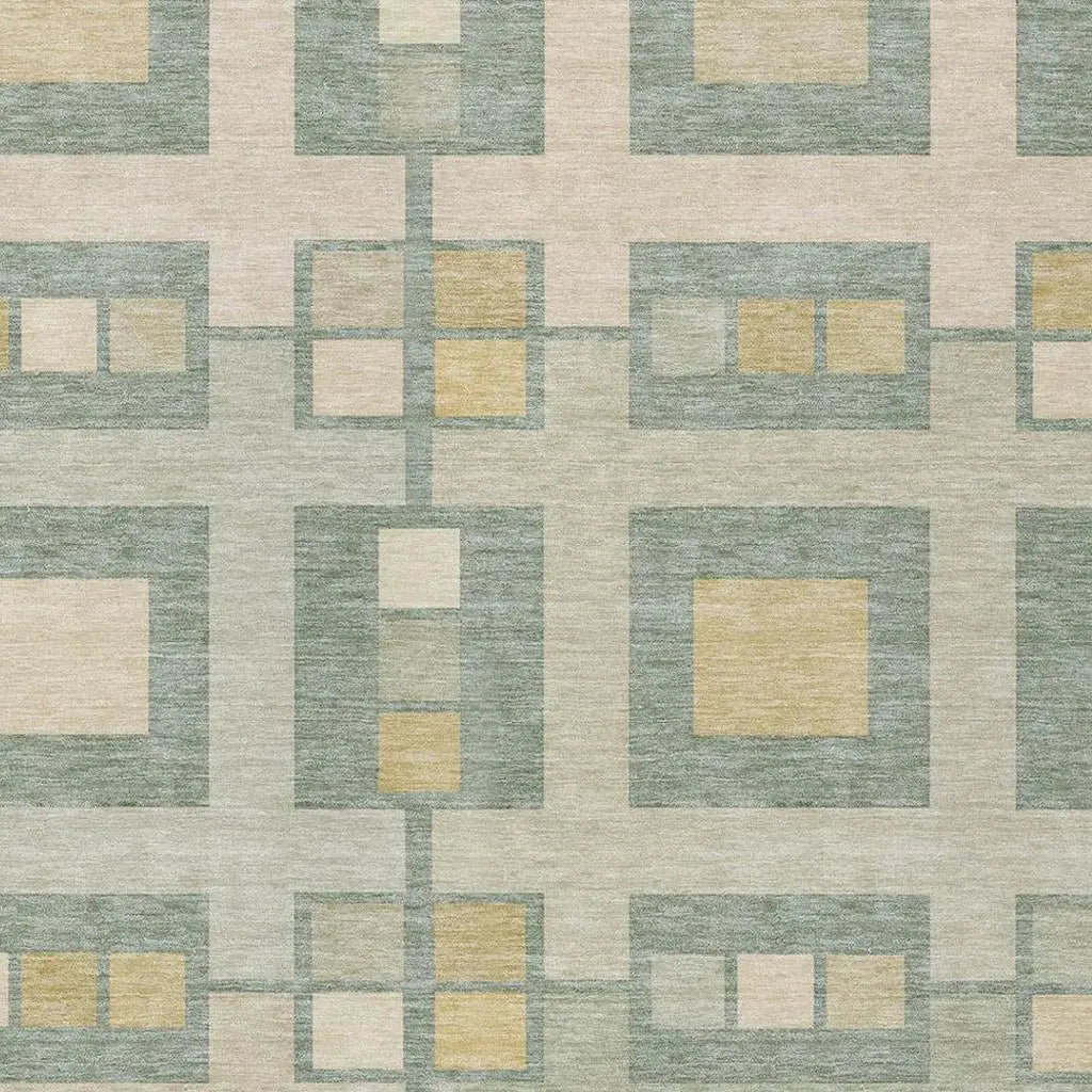 3' X 5' Sage And Green Geometric Washable Indoor Outdoor Area Rug Homeroots Outdoor