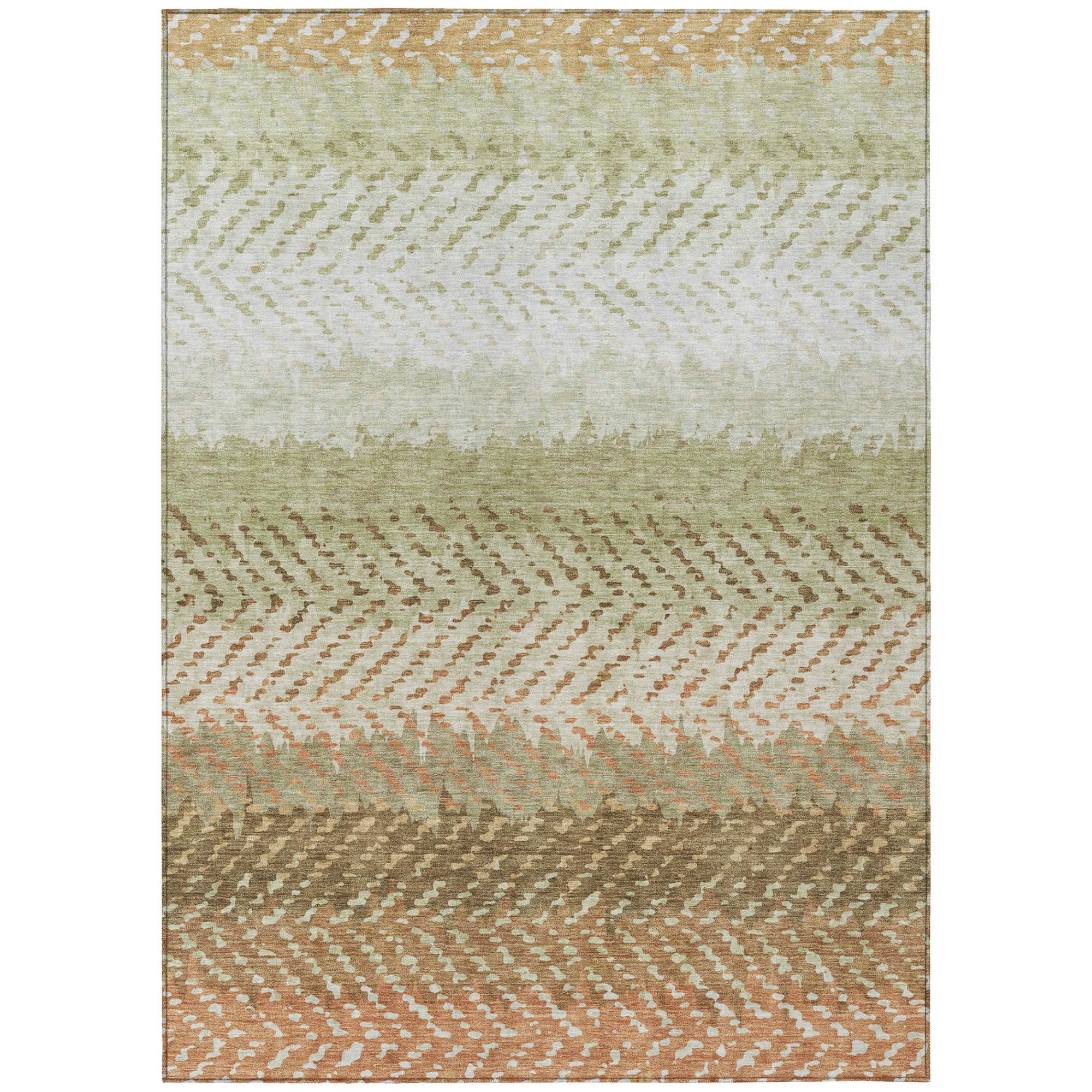 3' X 5' Sage And Green Striped Washable Indoor Outdoor Area Rug Homeroots Outdoor