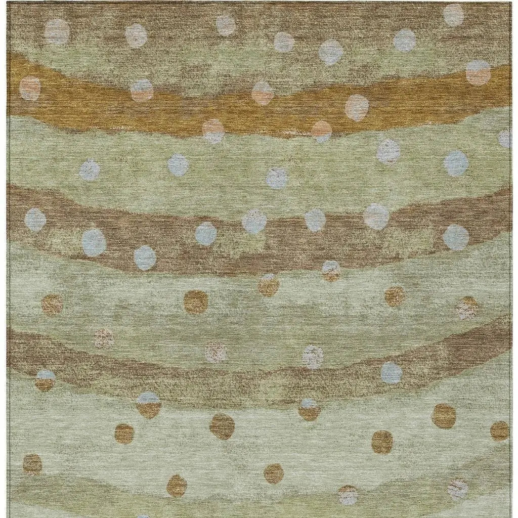 3' X 5' Sage And Green Striped Washable Indoor Outdoor Area Rug Homeroots Outdoor