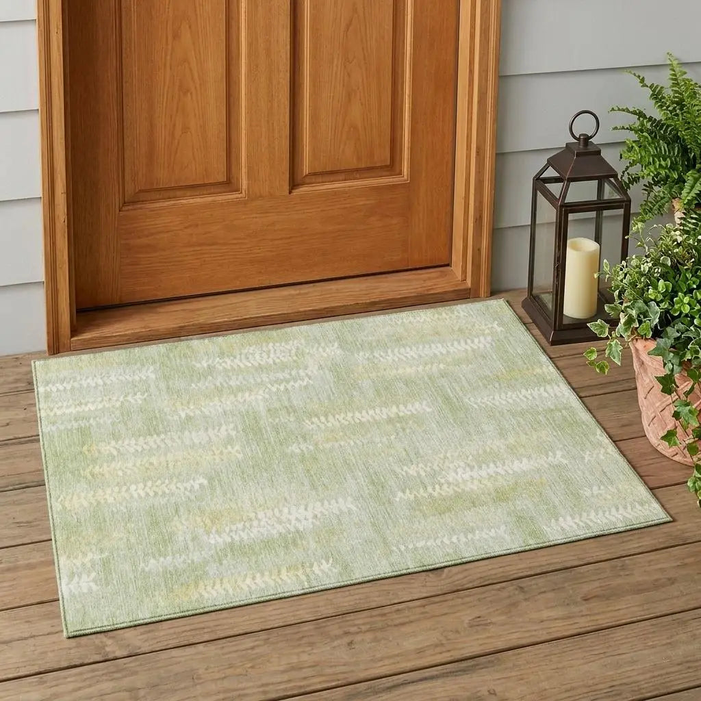 3' X 5' Sage And Green Striped Washable Indoor Outdoor Area Rug Homeroots Outdoor
